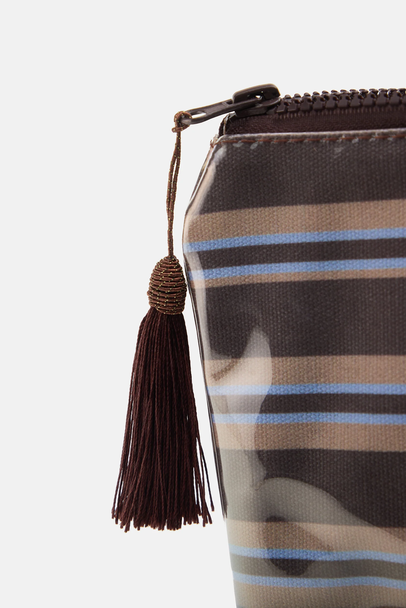 Cashmere Makeup Bag - Coffee Stripe - Image 3