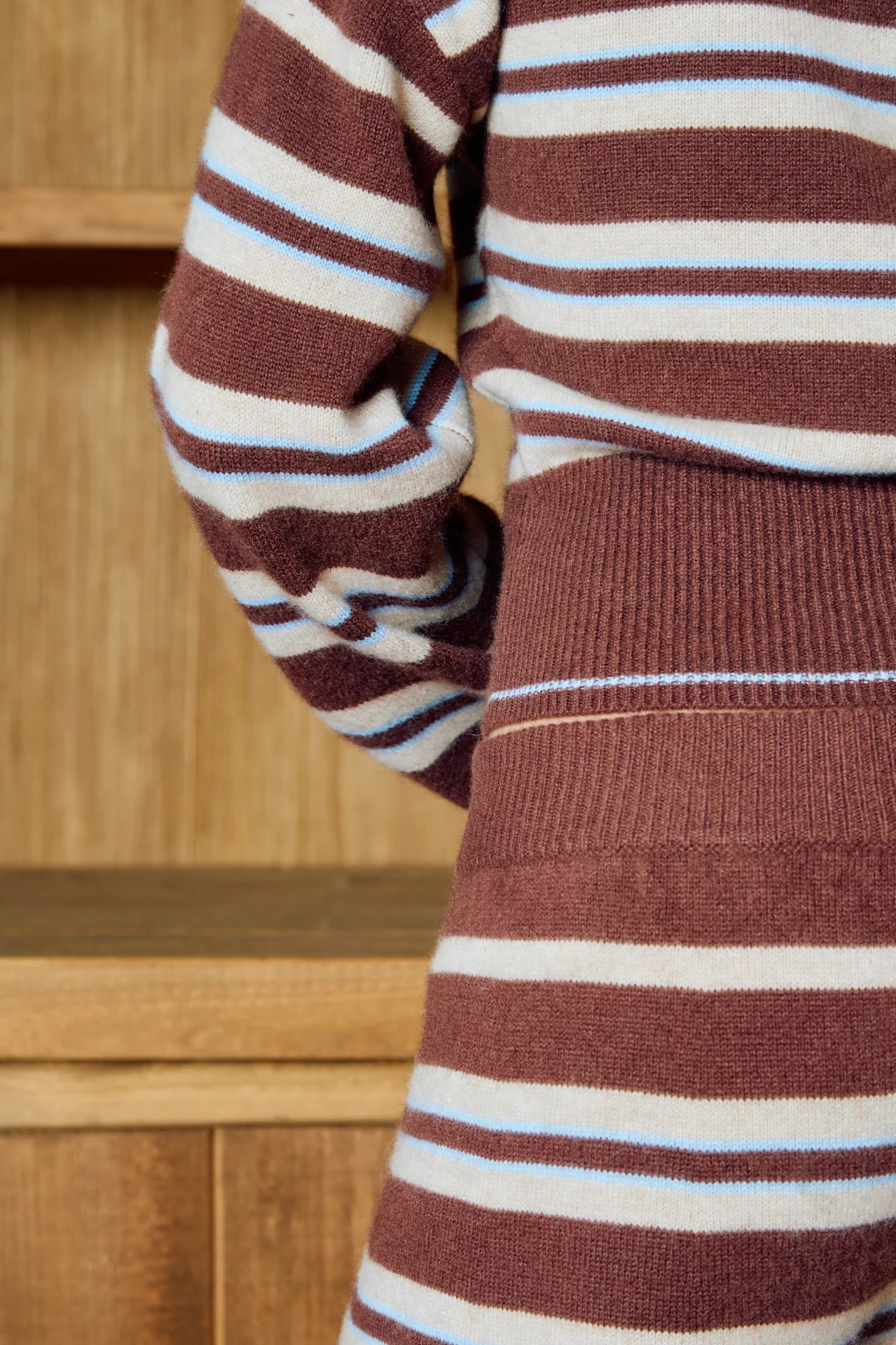 The Cashmere Pant - Coffee Stripe - Image 3