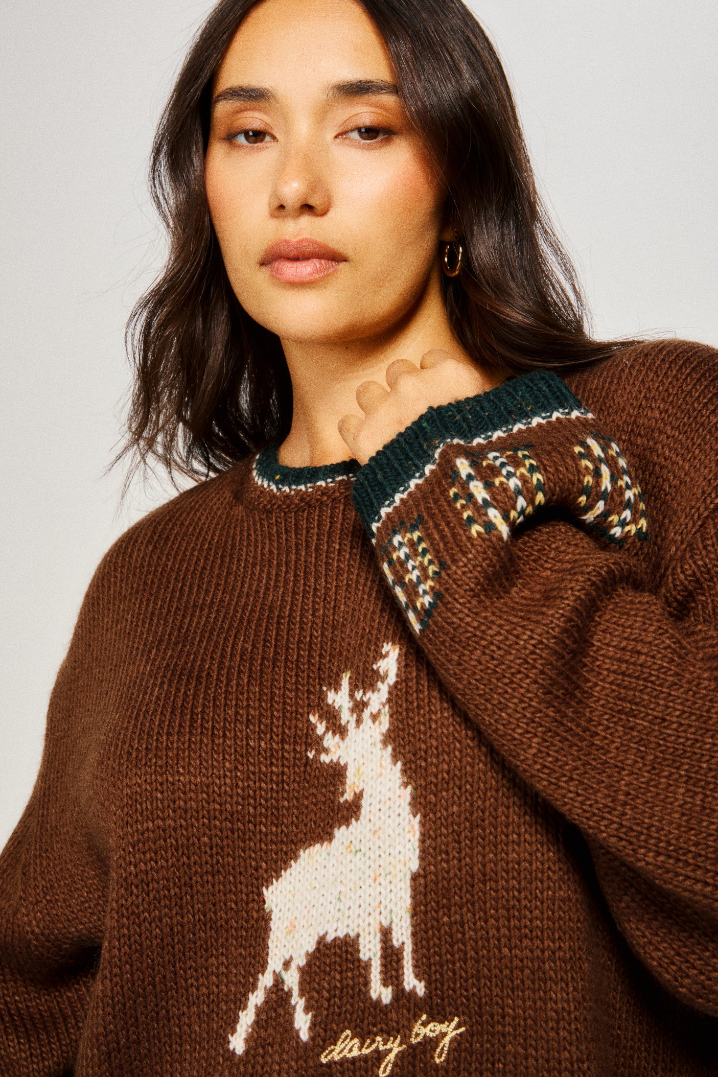 Deer Sweater - Worn Brown - Image 3