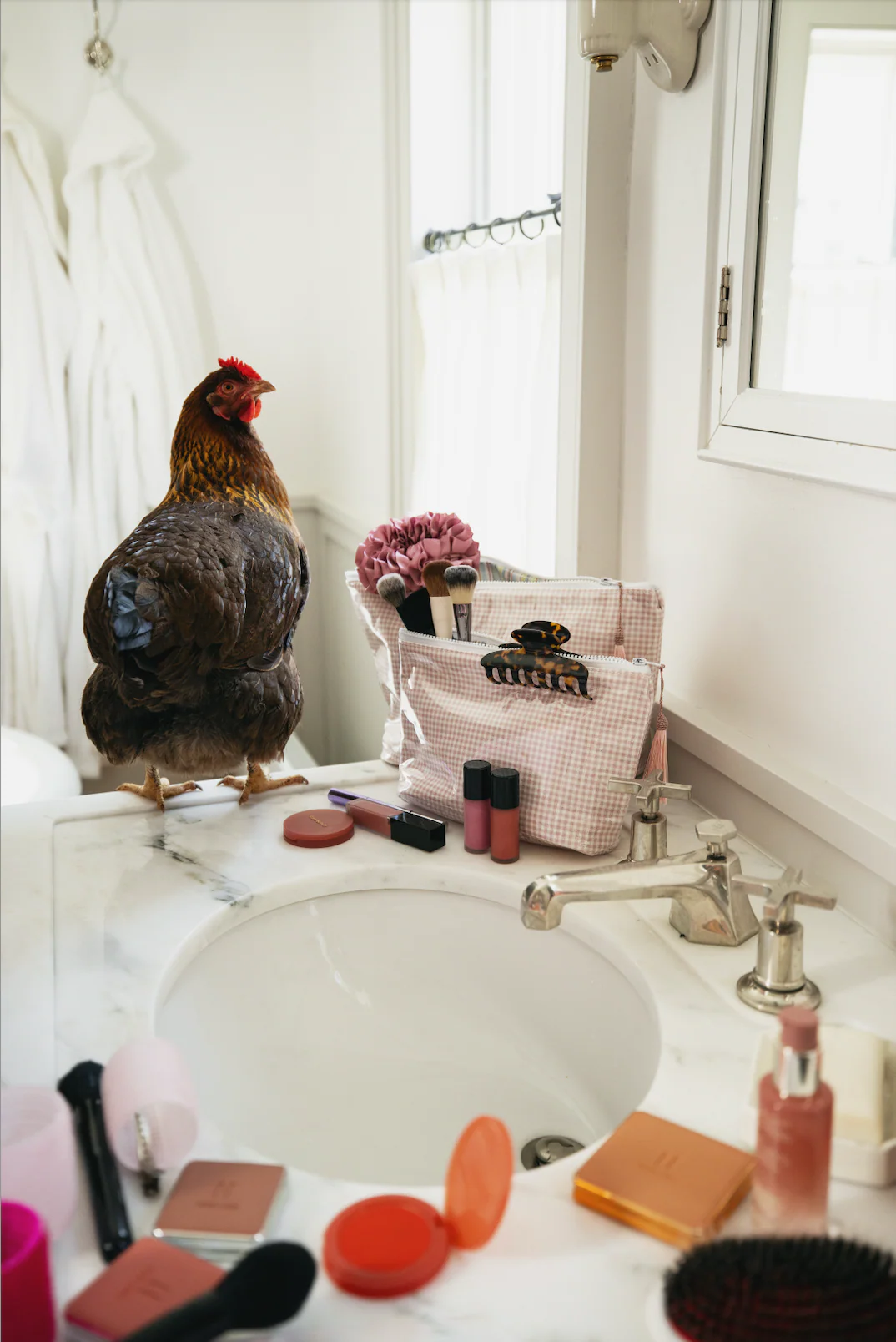 Farm Friends Makeup Bag - Pink Gingham - Image 3