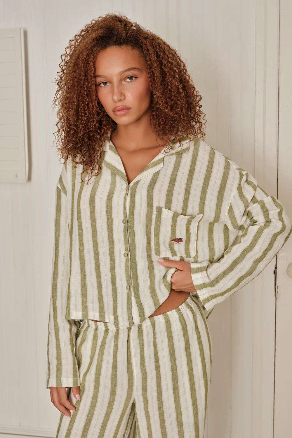 Farm Friends Sleep Set - Barn Mouse in Green Pinstripe - Image 5