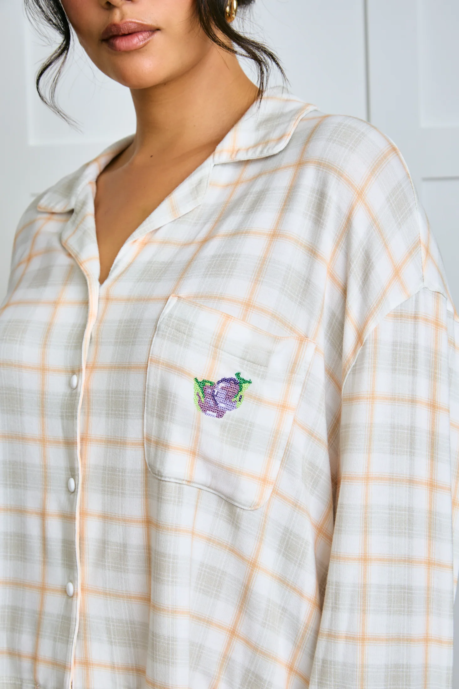Garden Bed Sleep Set - Eggplant in Sailor Plaid - Image 3