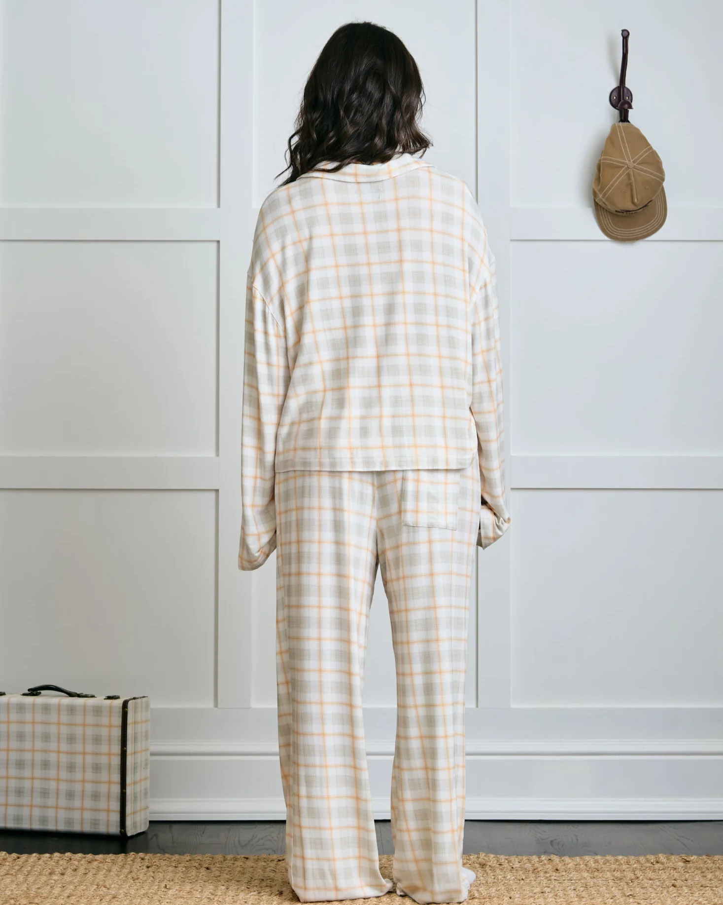 Garden Bed Sleep Set - Eggplant in Sailor Plaid - Image 4