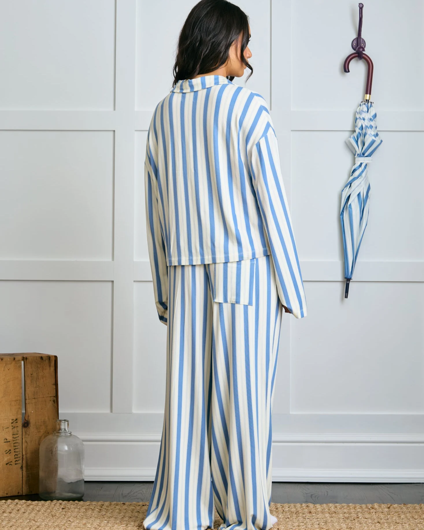 Garden Bed Sleep Set - Tomato in Blue Pinstripe - Image 4