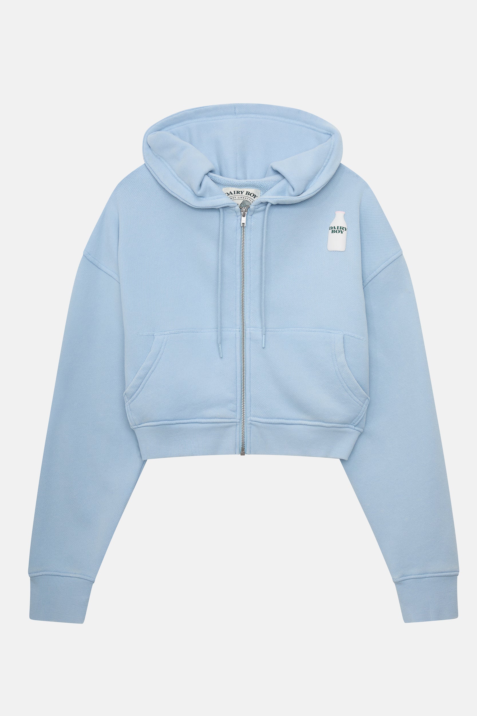 Milk Bottle Cropped Zip Up - Icy Blue - Image 6