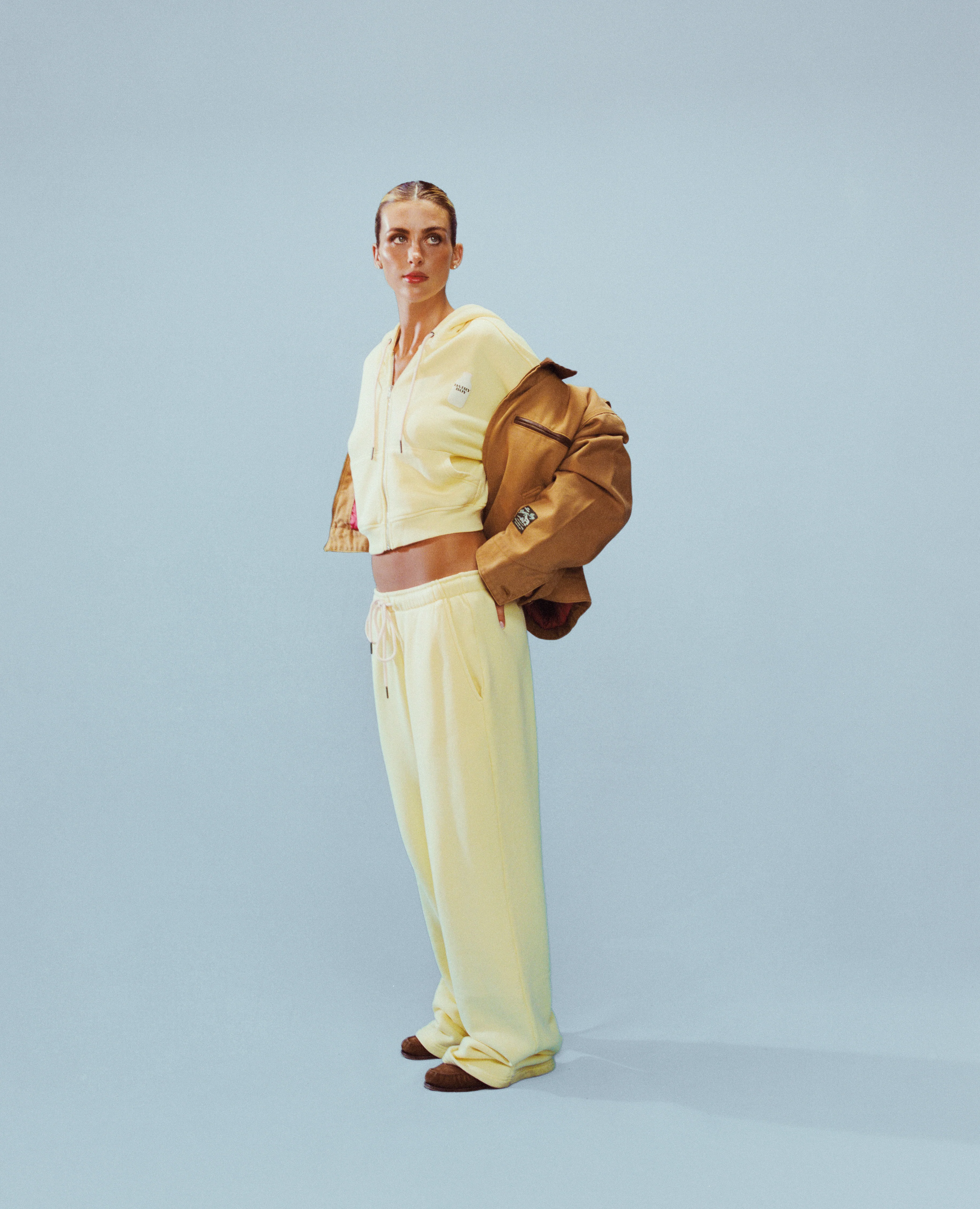 Milk Bottle Cropped Zip Up - Yellow - Image 3