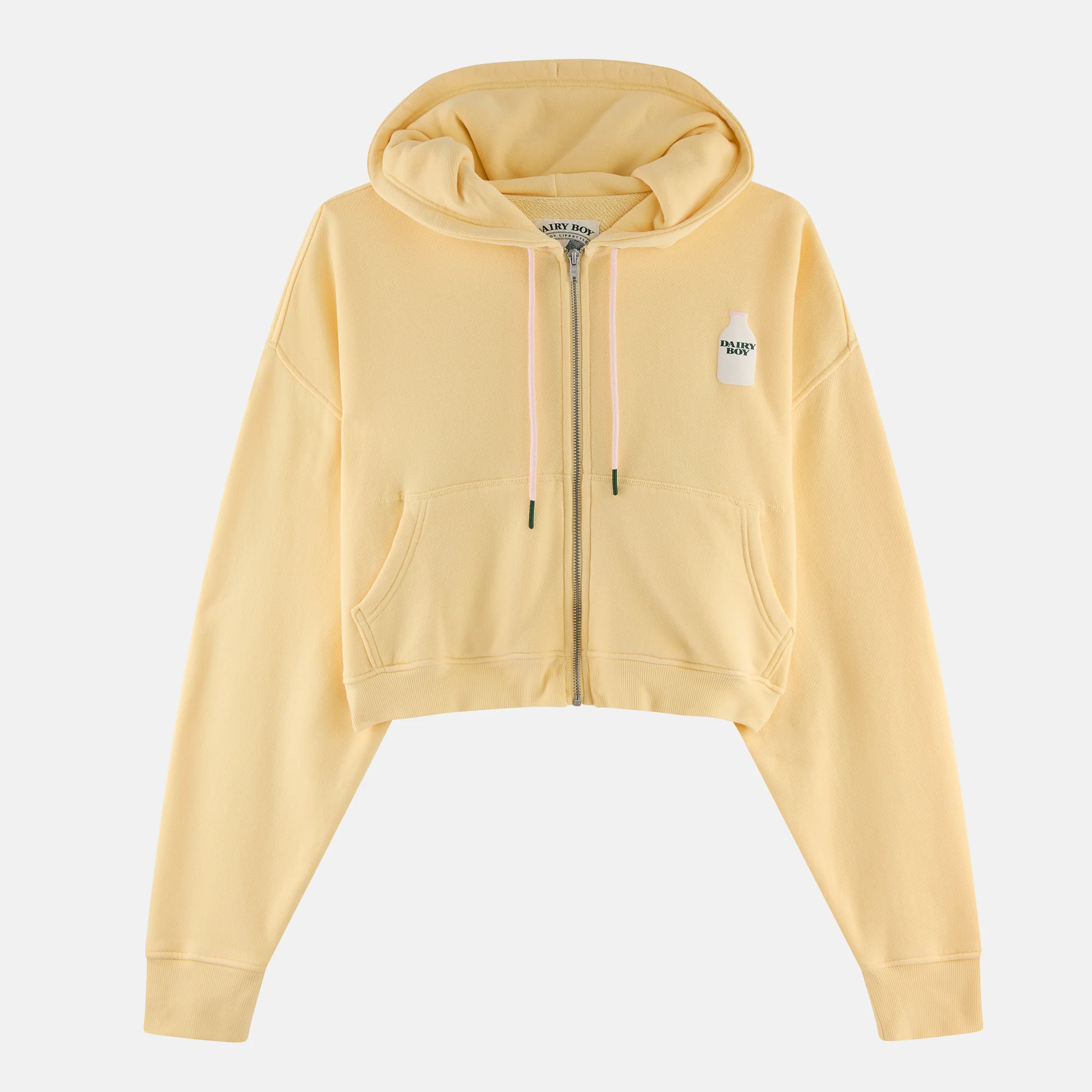 Milk Bottle Cropped Zip Up - Yellow - Image 4