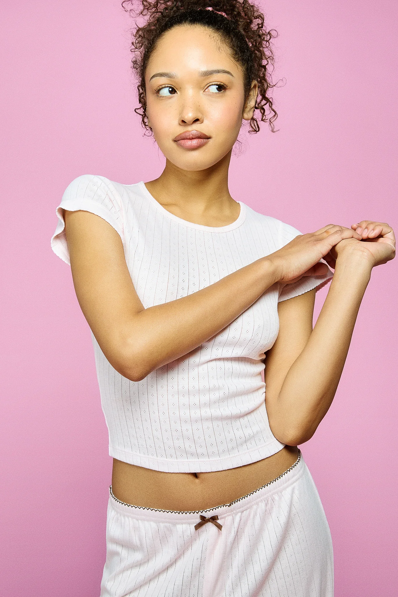 Pointelle Sleep Tee - Blush - Image 4