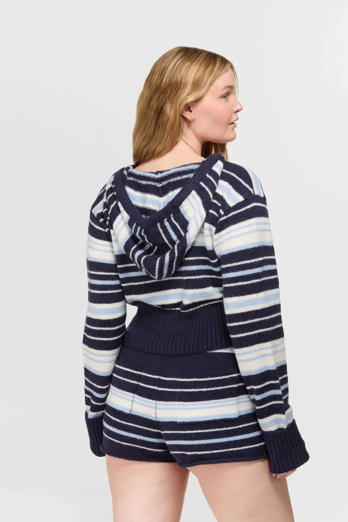 Surfside Striped Knit Zip Up - Ocean Blue - Image 5