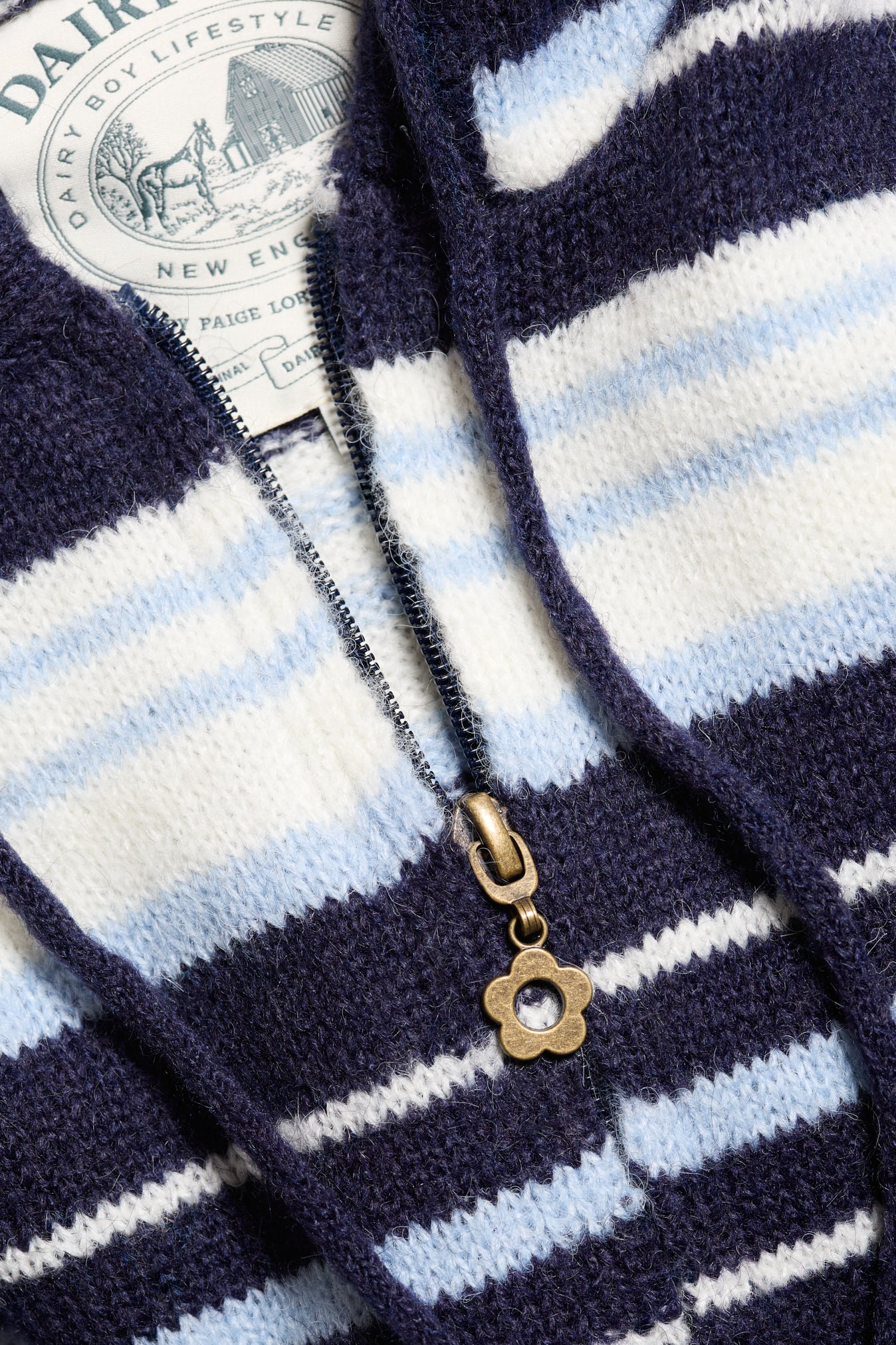 Surfside Striped Knit Zip Up - Ocean Blue - Image 6