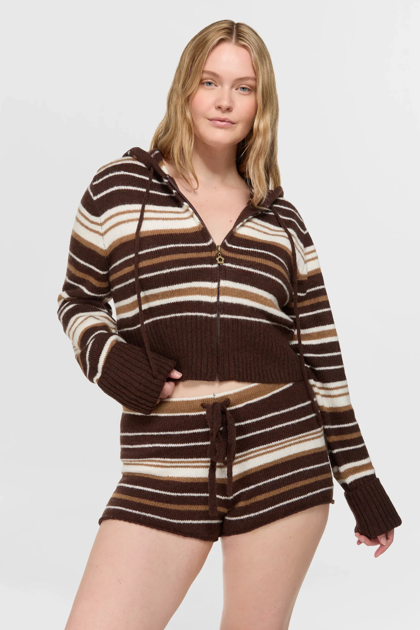 Surfside Striped Knit Zip Up - Sand Dune - Image 4