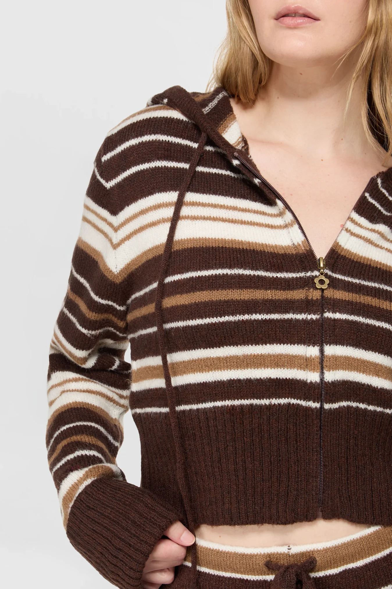 Surfside Striped Knit Zip Up - Sand Dune - Image 5