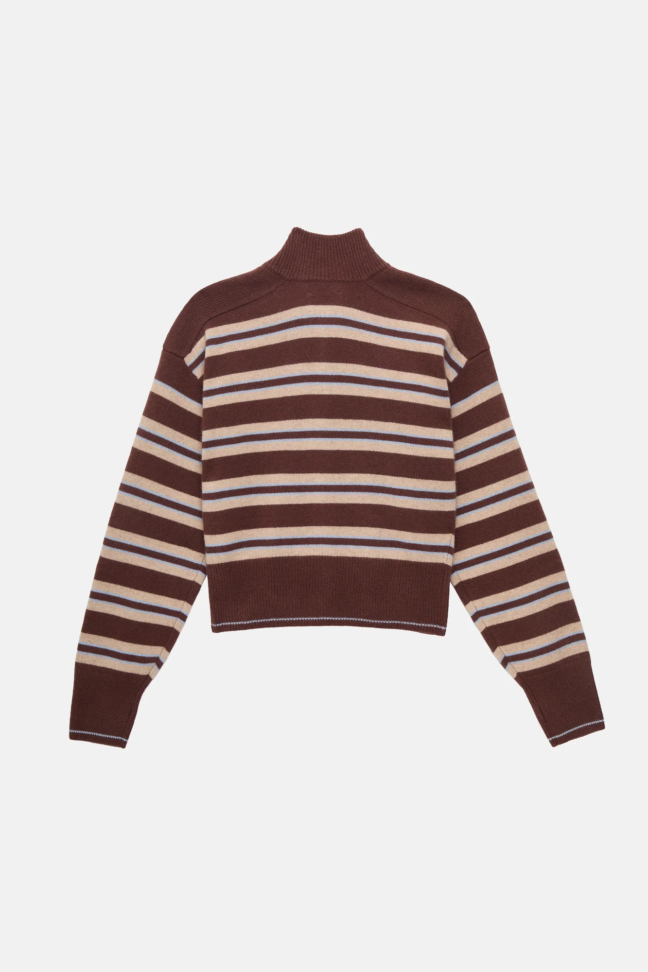The Cashmere Zip Up - Coffee Stripe - Image 4