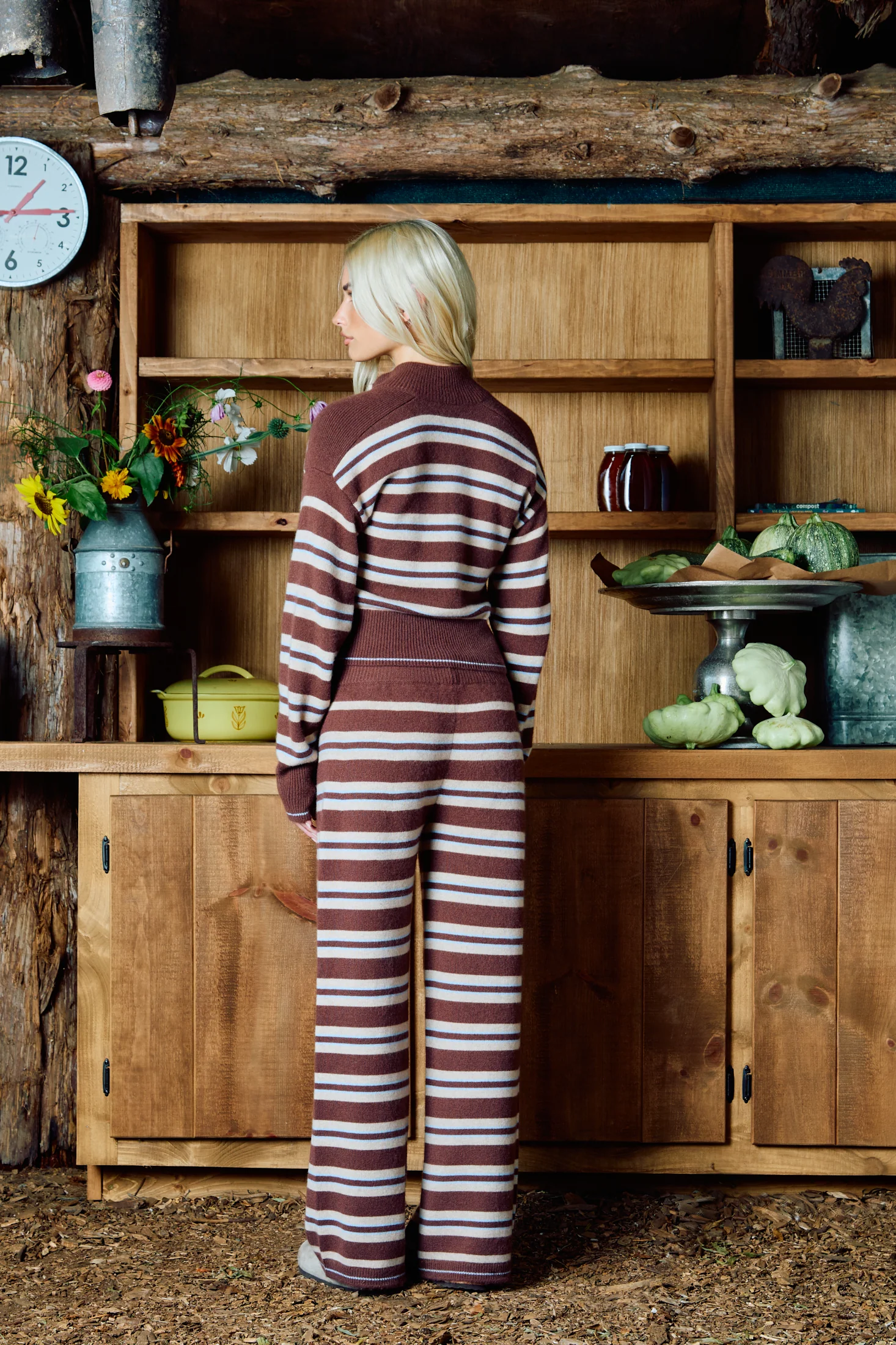 The Cashmere Zip Up - Coffee Stripe - Image 5