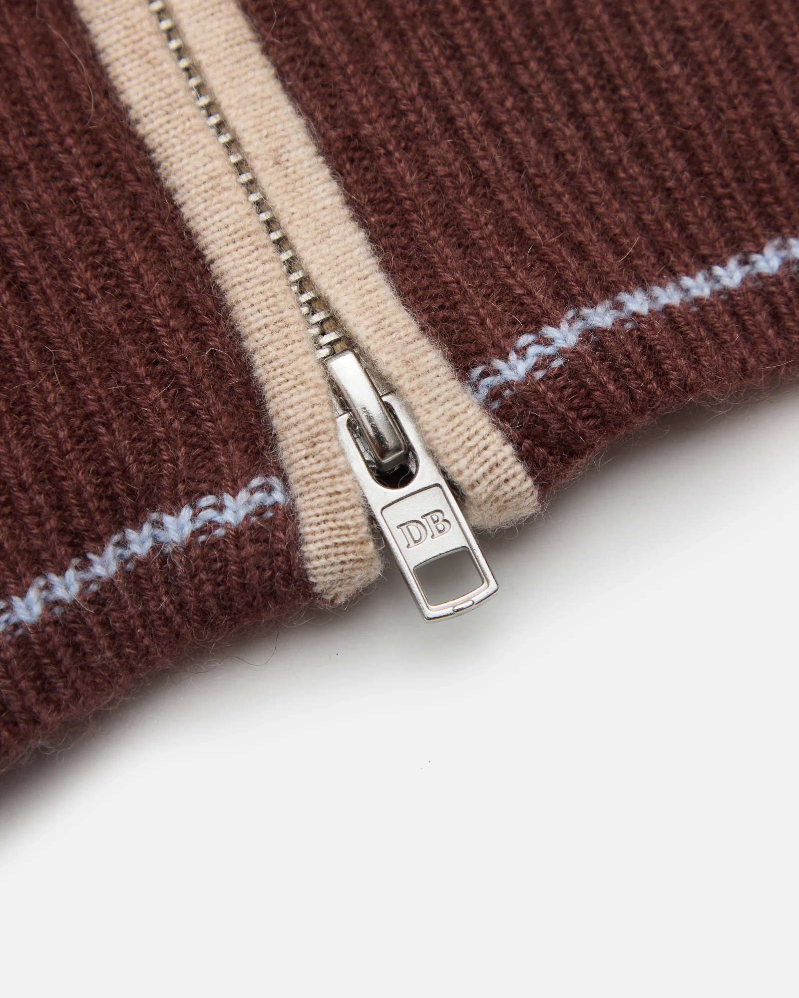 The Cashmere Zip Up - Coffee Stripe - Image 7